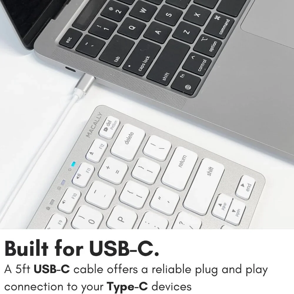 MACALLY Compact USB-C Wired Keyboard